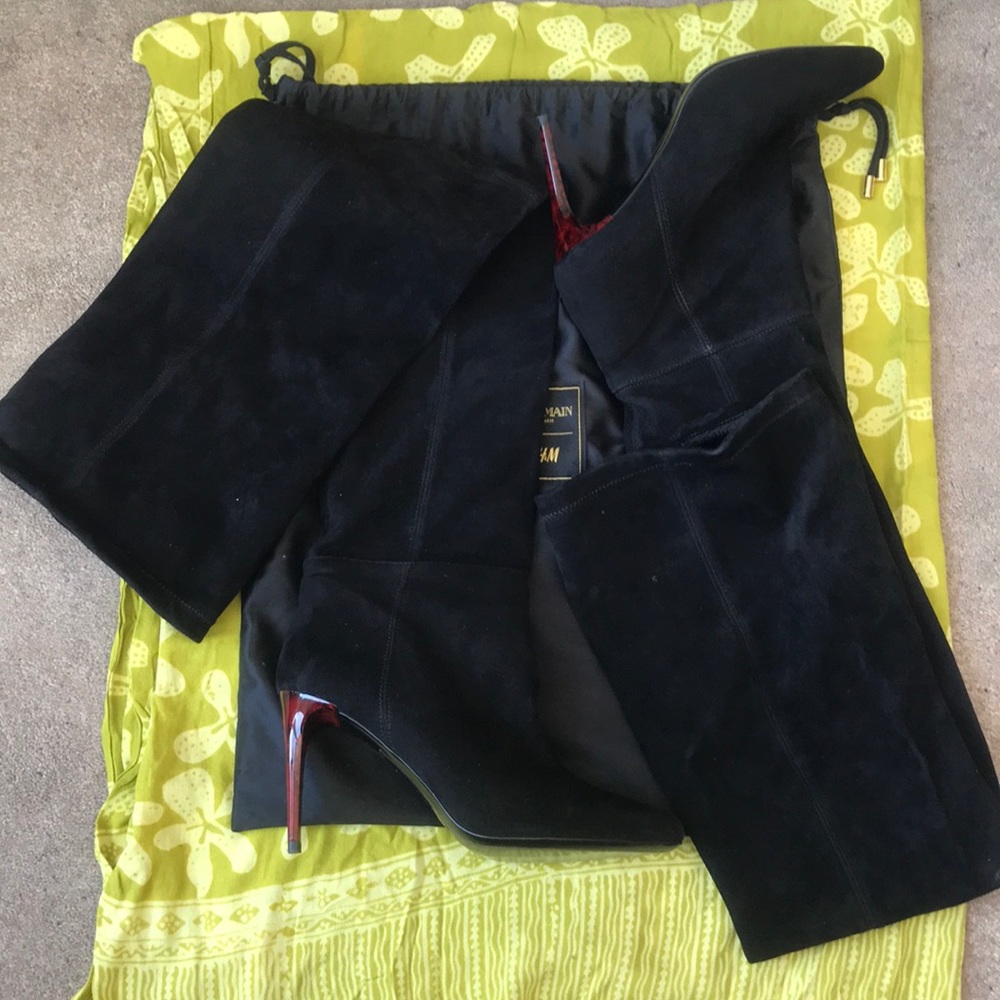 h&m x balmain thigh high boots